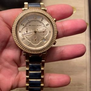 Michael Kors MK6238 Parker Champagne Dial Gold Plated Chronograph Women's Watc
